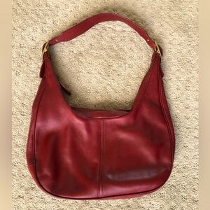 Coach Vintage East West Zoe Legacy Red Leather Hobo Shoulder Bag J3Z-9591